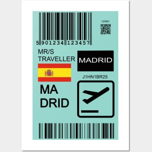 Madrid Spain travel ticket Posters and Art